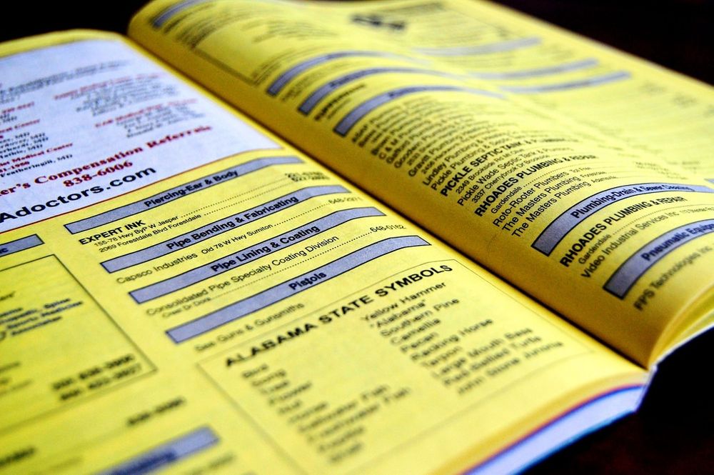 list of yellow pages